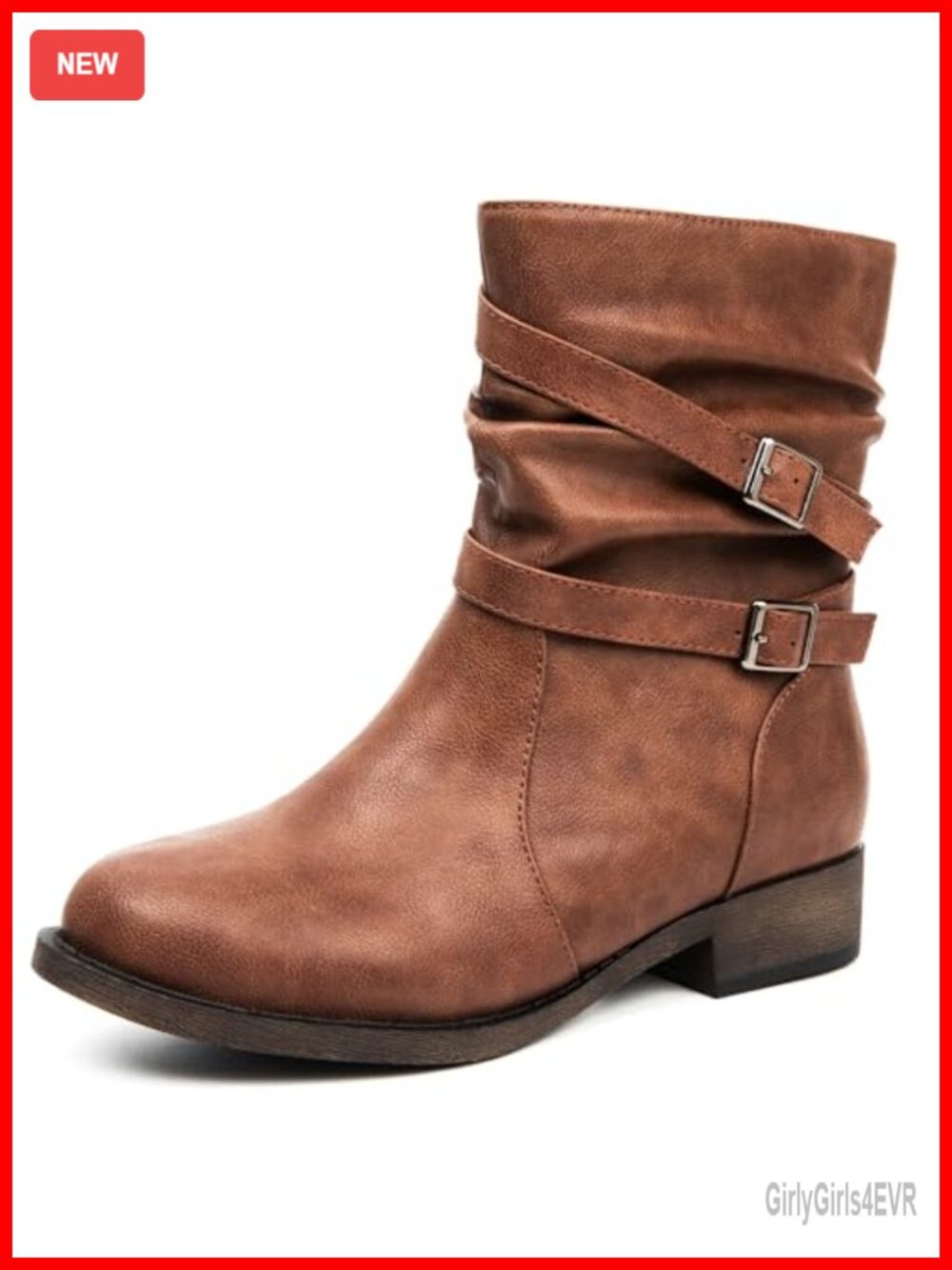 Women's Western Mid-Calf Boots with Chunky Heel, Faux Leather, Side Zip
